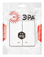 Выключатель ЭРА Эксперт 11-1505-01 двойной с подсветкой IP55 10АХ-250В ОУ белый Б0063282 2