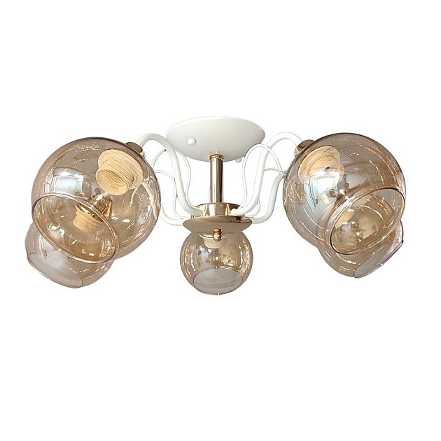 Потолочная люстра ЭкономСвет 50574/5FGD+WT BR Фото № 1