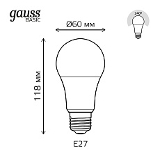 Лампа светодиодная Gauss E27 13,5W 4100К матовая 1023224 1