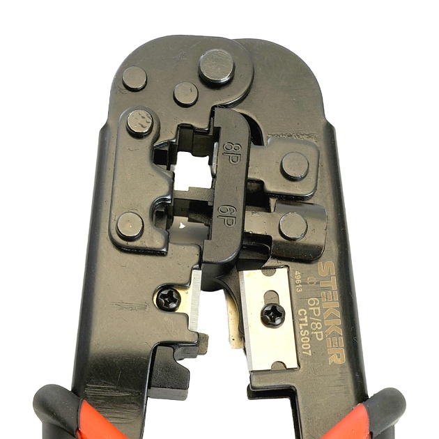 Кримпер STEKKER CTLS007 для обжима RJ разъемов RJ-45 (8P8C), RJ-12 (6P6C) и RJ-11 (6P4C и 6P2C), черный, красный Фото № 7