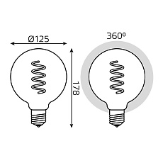 Лампа светодиодная диммируемая филаментная Gauss E27 5W 1800K синяя 1013802105 3