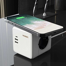 Розеточный блок 3-местный Werkel + 3 USB + беспроводная зарядка W6513501 4690389204265 2