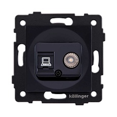 Розетка двойная TV (мама) + RJ45 Cat.6, черный Kollinger REA-021BK для Aspekt, Eleganz, Reflex