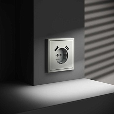 Розетка встраиваемая Voltum S70 с заземлением и защитными шторками, 16А, с USB, A+A, (сталь) VLS040405 2