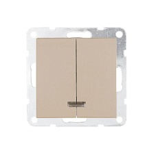 Выключатель двухклавишный LK Studio LK80 c подсветкой шампань 841206-1 1