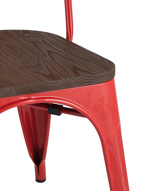 Барный стул Tolix красный глянцевый + темное дерево YD-H440B-W LG-03 фото 4