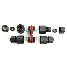 Соединитель-коннектор Stekker LD542 3-контактный на 4 выхода с СМК221 пружинным контактом IP68 черный 49195 4