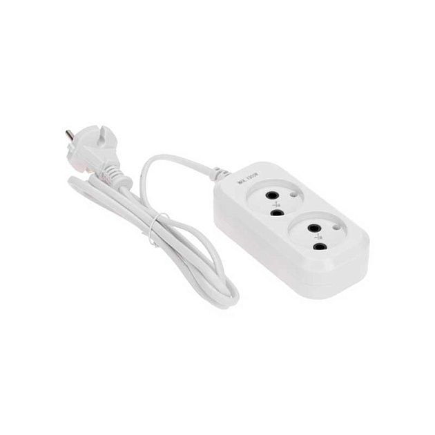 Удлинитель 2 гнезда, 1,5м, 2х0,75мм², б/з, белый PROconnect 13-4200 Фото № 1