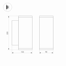 Уличный настенный светодиодный светильник Arlight LGD-Forma-Wall-Twin-R90-2x12W Day4000 032573 2