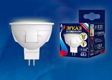 Лампа светодиодная Uniel GU5.3 6W 3000K матовая LED-JCDR 6W/WW/GU5.3/FR PLP01WH UL-00002424 1