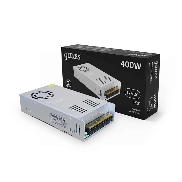 Блок питания Gauss Led Strip PS 12V 400W IP20 40A 202003400 изображение 5 Блок питания Gauss Led Strip PS 12V 400W IP20 40A 202003400 Фото № 5