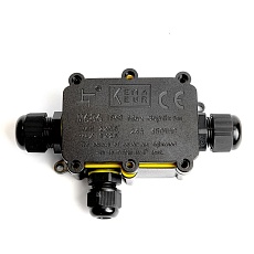 Коробка распределительная Stekker LD523 водонепроницаемая на 3 выхода, 450V, 140х78х36, черный 49121 3