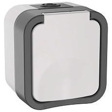TORS Розетка 1-местная заземляющим контактом и крышкой 16А IP55 TS220 серо-белый IEK TS-R16-16-55-K41