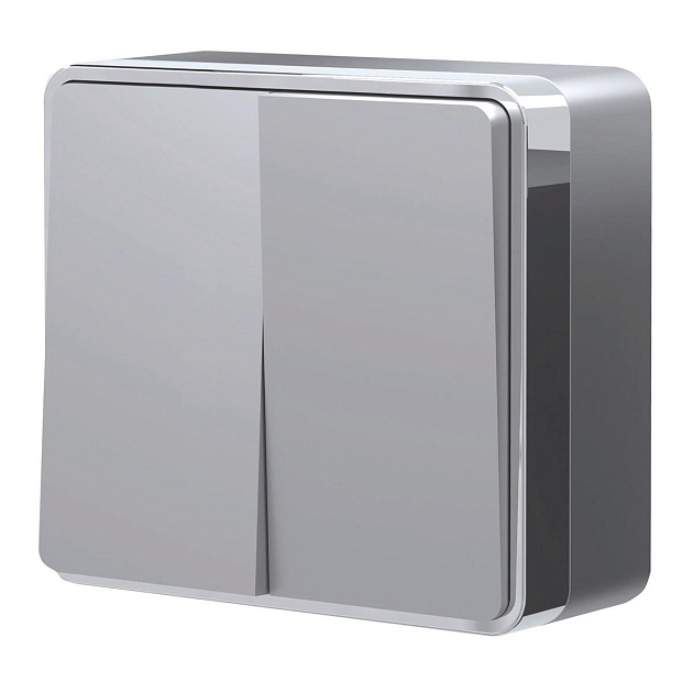 Выключатель двухклавишный Werkel Gallant серебряный W5020006 4690389167102 Фото № 1