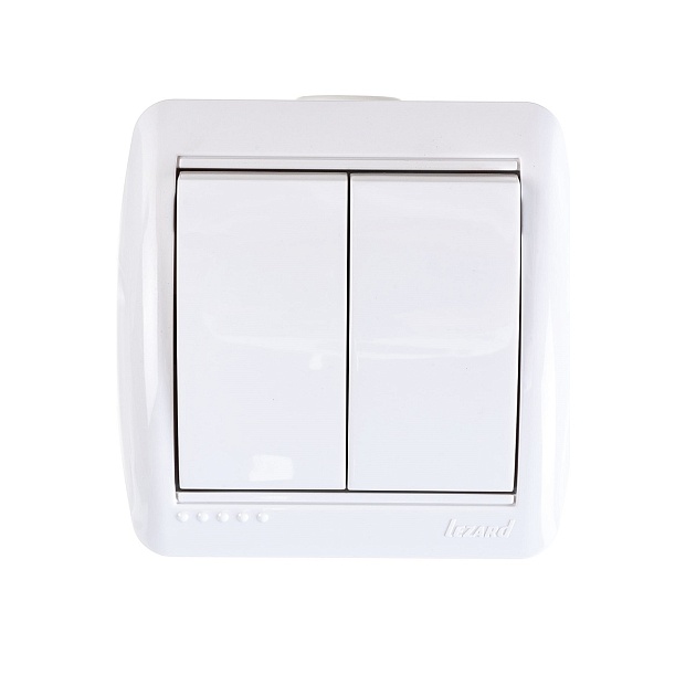 Выключатель двойной Lezard Nata белый 710-0200-101 изображение 1 Выключатель двойной Lezard Nata белый 710-0200-101 Фото № 1