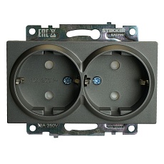 Розетка двойная 2P+PE Stekker Катрин со шторками графит GLS16-7114-06 49425