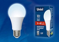 Лампа светодиодная Uniel E27 10W 4000K матовая LED-A60-10W/NW/E27/FR/24-48V UL-00002382 1