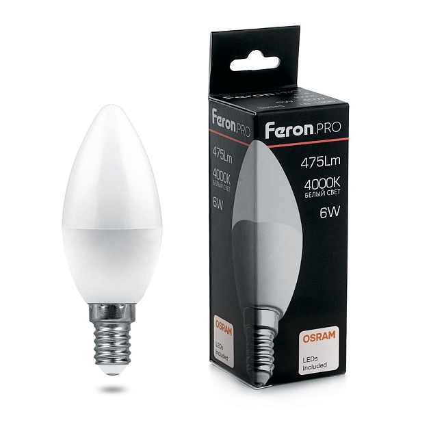 Лампа светодиодная Feron E14 6W 4000K Матовая LB-1306 38045 фото 