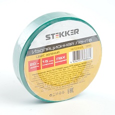 Изоляционная лента STEKKER INTP01315-20 0,13*15 мм. 20 м. зеленая 2