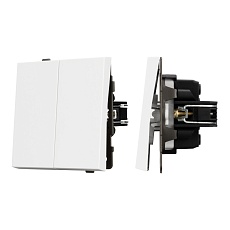 Механизм выключателя двухклавишный проходной SWT-TENDO-MKP2-PL-WH (230V, 10A) Arlight 054066