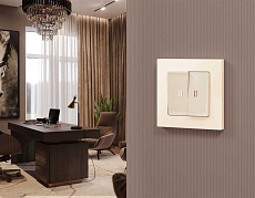 Комплект механизма 2-кл выключателя AMBRELLA VOLT с подсветкой 5600K ALFA Бежевый матовый QUANT (AP3240, VM115, G14W) MA324015 4