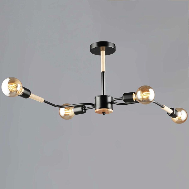Люстра Reluce 10070-0.3-04 BK+WOOD Фото № 1