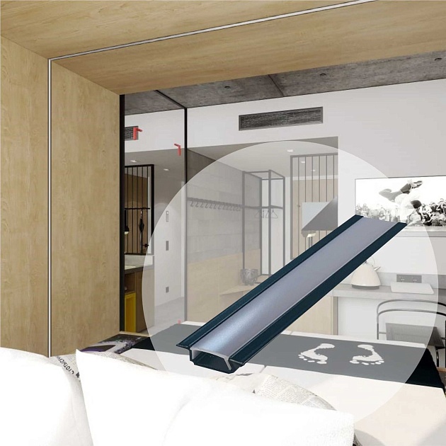 Профиль встраиваемый с рассеивателем черный/белый 2м. Apeyron 08-02-ЧБ Фото № 14