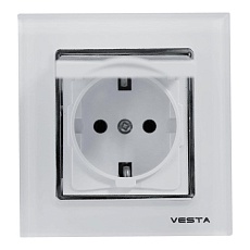 Розетка 2P+E Vesta-Electric Exclusive White с крышкой белый FRZ00041015BEL