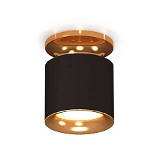 Комплект накладного светильника Ambrella light Techno Spot XS7402102 SBK/PYG черный песок/золото желтое полированное (N7929, C7402, N7014)
