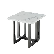 Журнальный стол Stool Group Нэйтан 61*61 белый мрамор/сталь темный хром УТ000036330