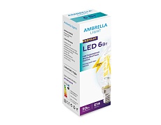 Лампа светодиодная филаментная Ambrella light E14 6W 6400K прозрачная 202126 1