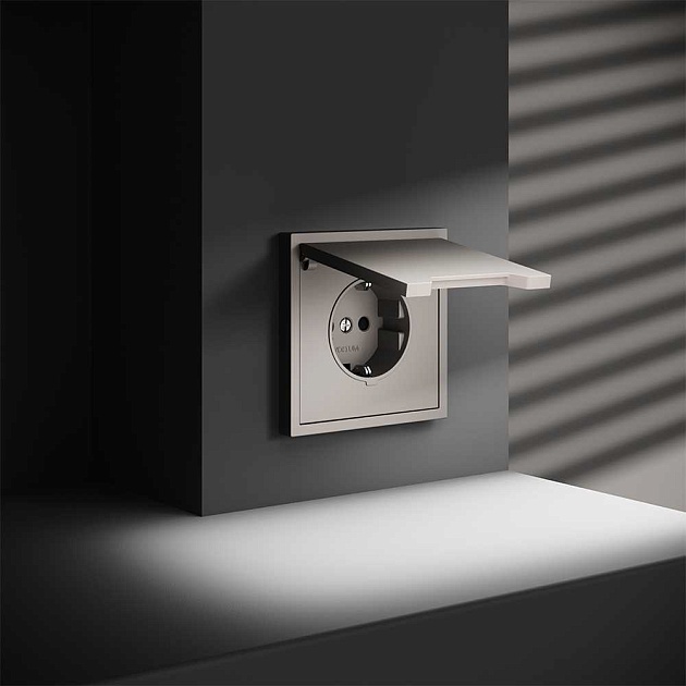 Розетка встраиваемая Voltum S70 с заземлением, защитными шторками и крышкой 16А, (кашемир) VLS040303 Фото № 6