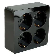 Розетка 4-местная 2P+PE Stekker София черный MST16-14S-02 49322 1