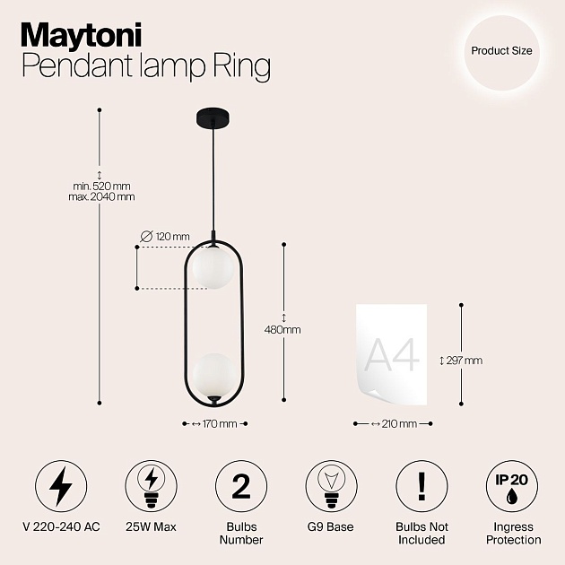 Подвесной светильник Maytoni Ring MOD013PL-02B Фото № 2
