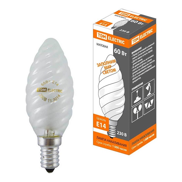 Лампа накаливания TDM Electric Е14 60W матовая SQ0332-0022 фото 