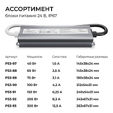 Блок питания OGM 24V 60W IP67 2,5A PS3-88 5