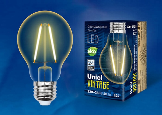 Лампа светодиодная филаментная Uniel E27 6W 2250K прозрачная LED-A60-6W/GOLDEN/E27 GLV21GO UL-00002355 фото 2