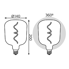 Лампа светодиодная филаментная Gauss E27 5W 1800K розовая 1010802105 1