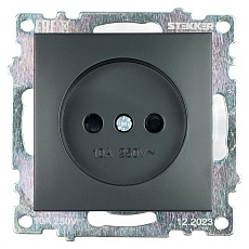 Розетка 2P Stekker Катрин со шторками черный GLS10-7109-05 39609