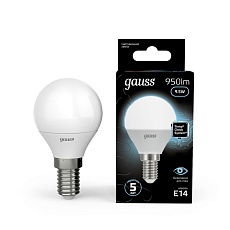 Лампа светодиодная Gauss E14 9.5W 4100K матовая 105101210 4