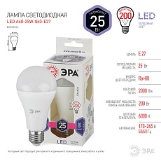 Лампа светодиодная ЭРА E27 25W 6000K матовая LED A65-25W-860-E27 Б0035336 3