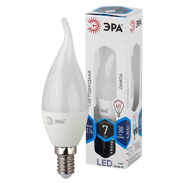Лампа светодиодная ЭРА E14 7W 4000K матовая LED BXS-7W-840-E14 Б0028483 фото 2