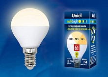 Лампа светодиодная Uniel E14 6W 3000K матовая LED-G45-6W/WW/E14/FR/MB PLM11WH UL-00002375 1