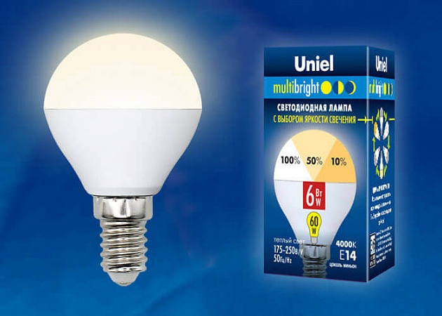 Лампа светодиодная Uniel E14 6W 3000K матовая LED-G45-6W/WW/E14/FR/MB PLM11WH UL-00002375 фото 2