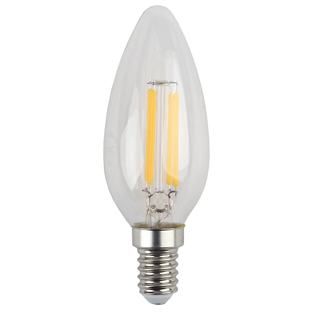 Лампа светодиодная филаментная ЭРА E14 5W 4000K прозрачная F-LED B35-5W-840-E14 Б0043449 фото 