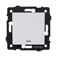 Выключатель кнопочный 1-клавишный 10А/250В с LED подсветкой, белый Kollinger REA-S-013WH для Aspekt, Eleganz, Reflex