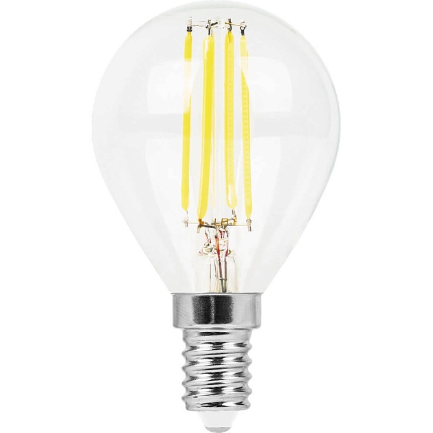 Лампа светодиодная филаментная Feron E14 5W 2700K Шар Прозрачная LB-61 25578 фото 3