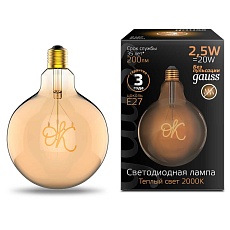 Лампа светодиодная филаментная Gauss E27 2,5W 2000K золотая 176802003 4