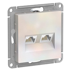 Розетка компьютерная двойная RJ45 Systeme Electric AtlasDesign 5e кат UTP жемчужная ATN000485