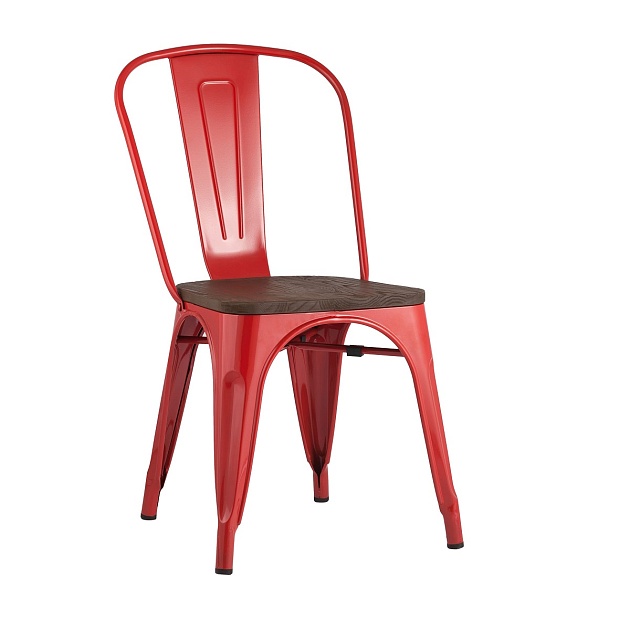 Барный стул Tolix красный глянцевый + темное дерево YD-H440B-W LG-03 фото 